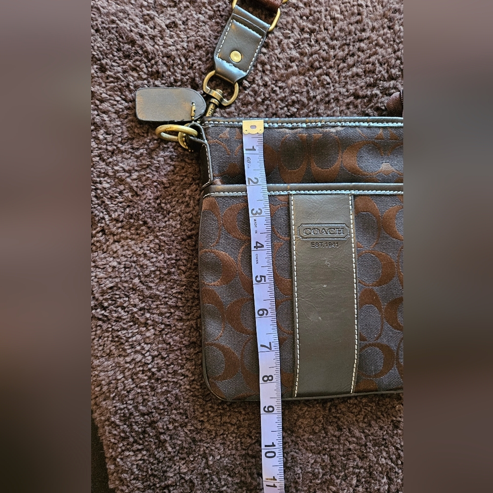 Coach Brown Cross Body Bag, NWOT. Measurements In Pics - Picture 11 of 13